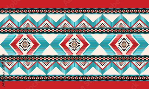 A bold modern tribal geometric pattern with symmetrical shapes and vibrant color contrasts. Perfect for textiles, fashion, and boho-inspired design.