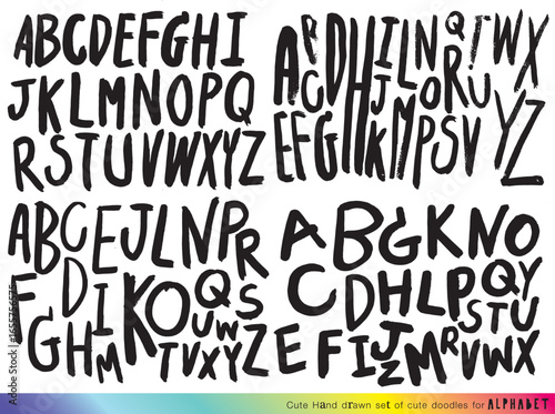 Cute Hand drawn doodle letters vector alphabet set,Children's English font for book design, doodle Vector illustration, handwritten font 