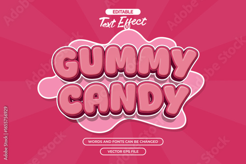 Gummy candy editable text effect with pink text