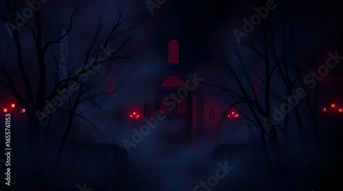 A wallpaper for phone screens using rich burgundy and deep blue tones, unsettling details, and dark tones. The atmosphere is eerie and creepy yet sophisticated and elegant.