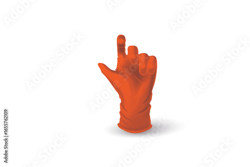 Illustration of isolated orange foam finger hand gesture.