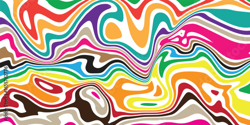 Abstract Liquid Swirls in Teal, Magenta, White and Yellow colorful wavy psychedelic abstract background