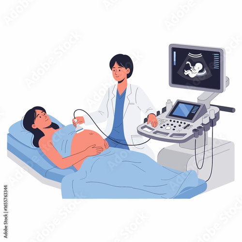 Pregnant Woman Undergoing Ultrasound Examination