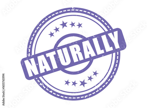 NATURALLY Rubber Stamp Seal with a Star Border