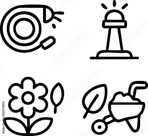 Gardening and Landscaping Icons Set.