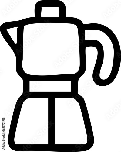 Moka Pot Coffee Maker Outline Icon.