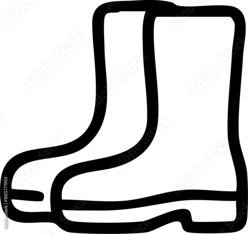 Pair of Simple Line Art Work Boots.