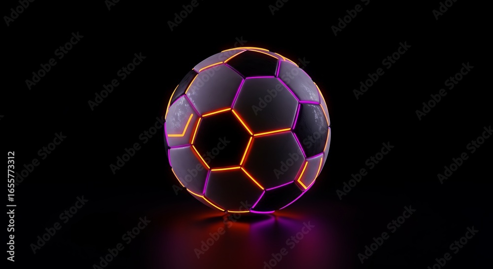 Fototapeta premium Futuristic neon soccer ball