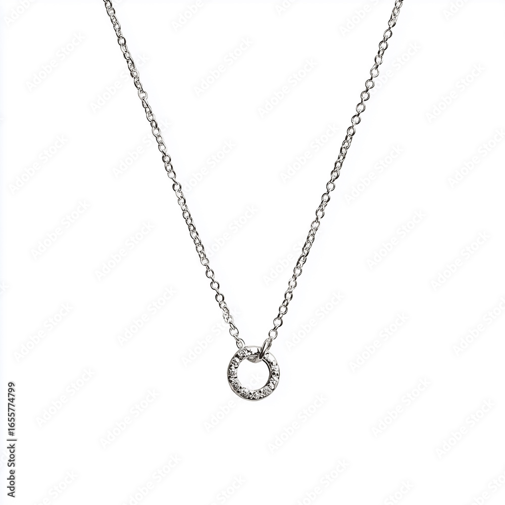 Delicate silver necklace with small circle pendant Delicate silver necklace with small circle pendant