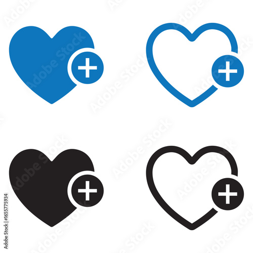 heart icons. Heartbeat icon. heart icons solid and line icons. vector icons. eps file.