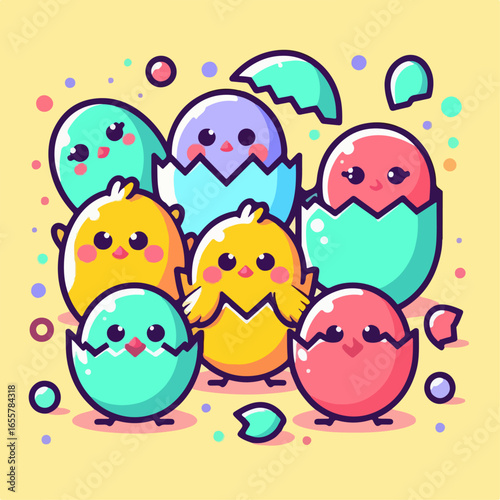 flat illustration of chick