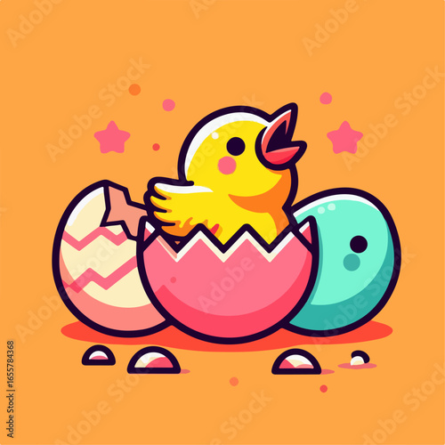 flat illustration of chick