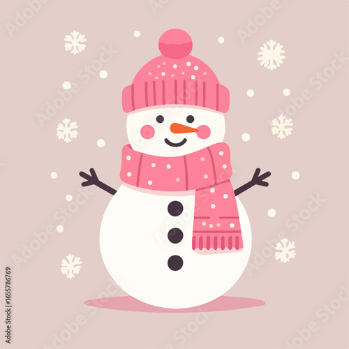 cute snowman flat illustration