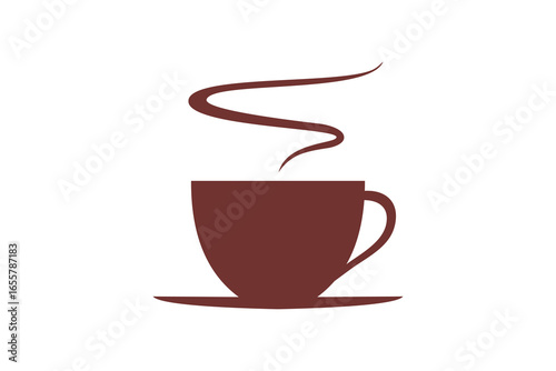 Silhouette of a cup of hot coffee. Hot drink cup silhouette vector icon.