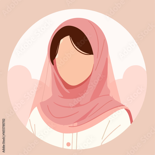 flat illustration of a beautiful woman wearing a hijab