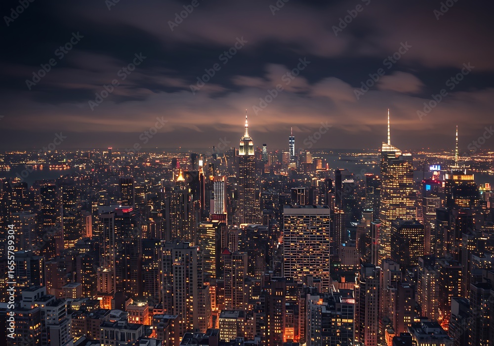 Fototapeta premium City of Whispers, Nightfall Embrace