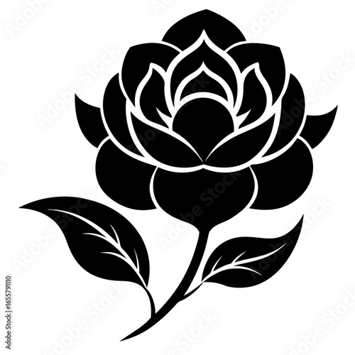 Eternal Bloom vector clean black silhouette design white background
