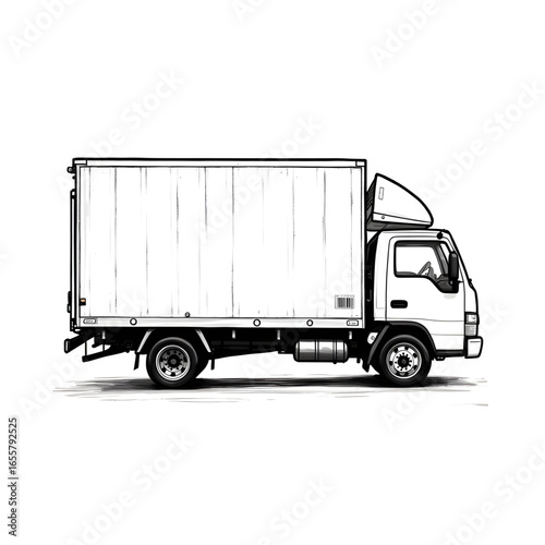 Cargo Delivery Truck: A clean, detailed rendering of a delivery truck showcases its functional design, highlighting its role in efficient transportation and logistics. 