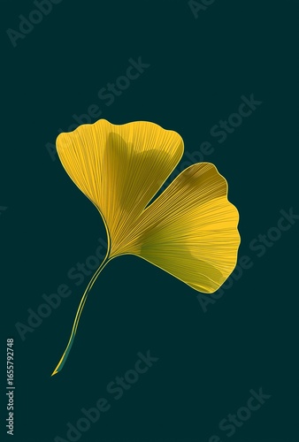 Minimalist Golden Ginkgo Leaf Illustration for Home Decor, Cultural and Creative Design, Poster Layout, Art Printing Scenarios