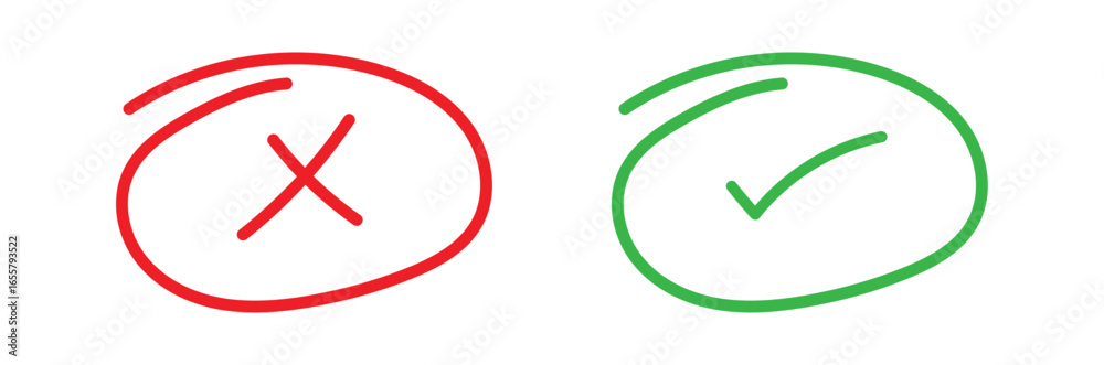 Obraz premium Check and Cross Marks A graphical representation of right and wrong with check and cross marks, perfect for illustrating choices, approvals, or errors