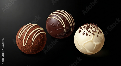 Delicious chocolate truffles gourmet dessert sweet treats confectionery assorted flavors decadent indulgence delight