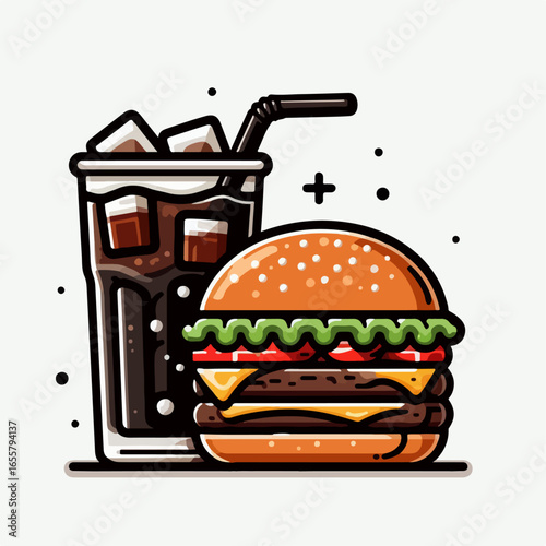 flat illustration of delicious burger
