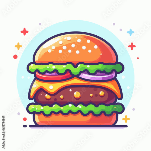 flat illustration of delicious burger