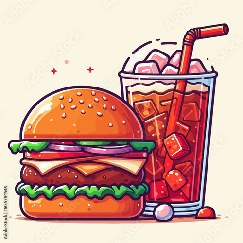 flat illustration of delicious burger