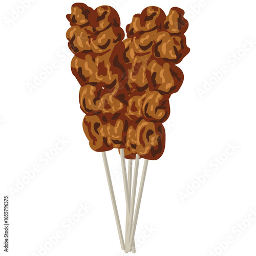 Sate Ayam Chicken Satay Skewers Illustration Vector