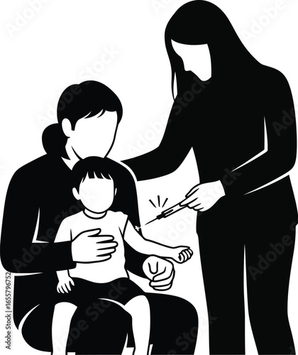 A mother is vaccinating her child, image represents pediatric immunization, healthcare, and protection against diseases through vaccination
