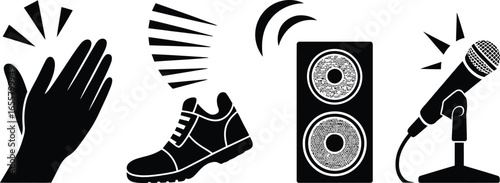 Abstract representation of loud sounds and noise with a striking silhouette element