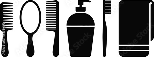 Collection of personal care and hygiene items represented as a silhouette