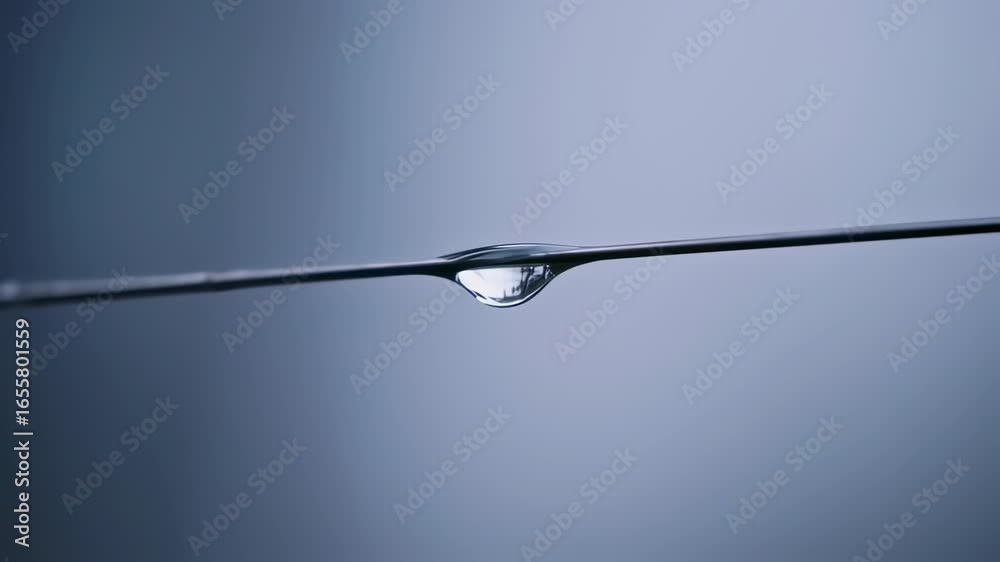 Delicate Water Droplet on a Wire, Cityscape Reflection Delicate Water Droplet on a Wire, Cityscape Reflection