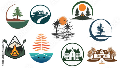 Nature, Real Estate, and Outdoor Lifestyle Vector Logo Set

