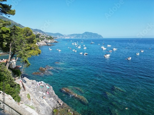 Wall Mural Scenic Ligurian Coastline with Boats
