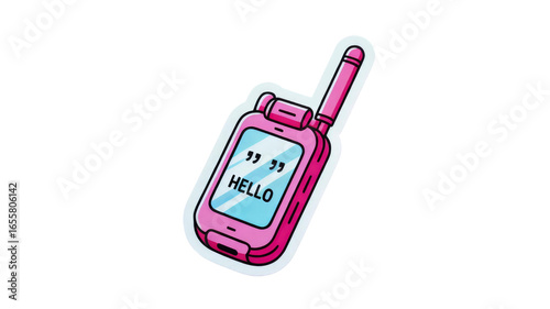 Pink Retro Flip Phone Sticker with 
