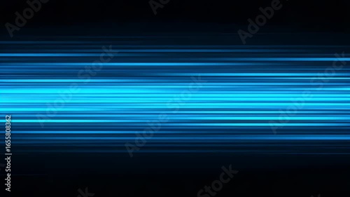 Abstract artwork featuring horizontal, glowing blue lines on a dark gradient background