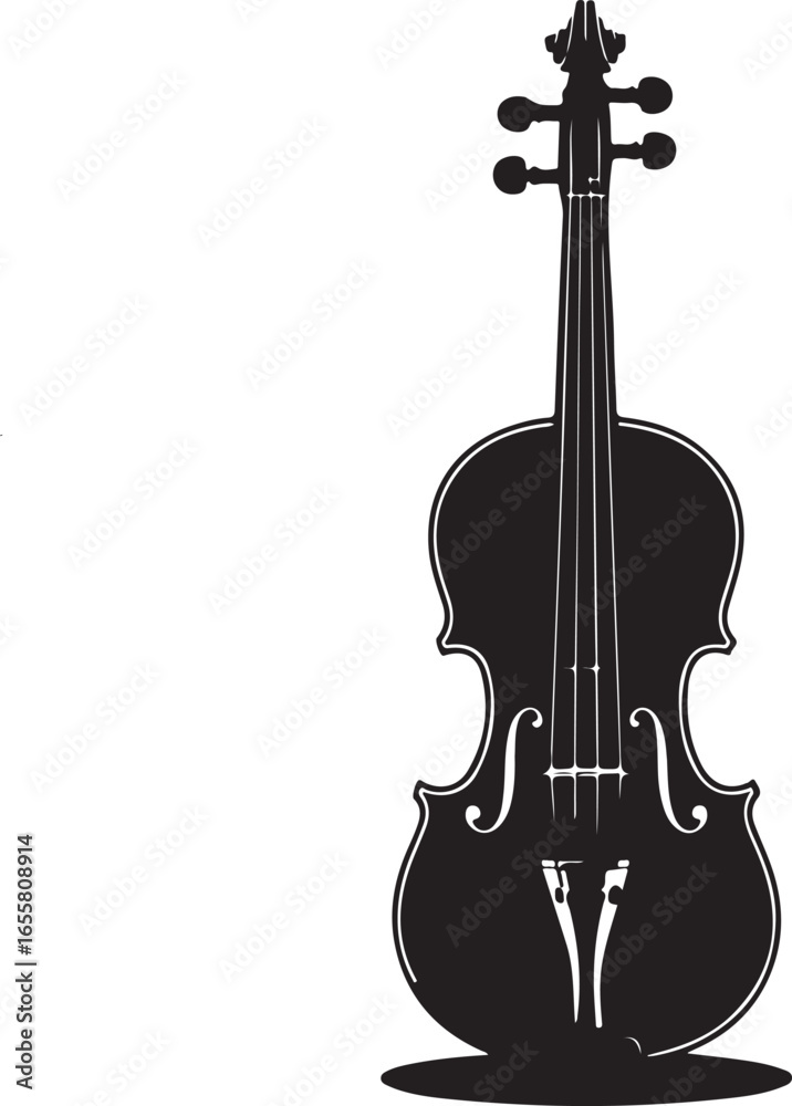 Fototapeta premium Classical violin with bow icon silhouette on white background
