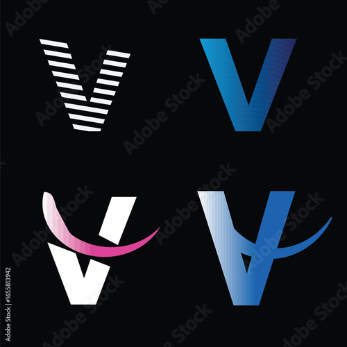 Vector illustration of an abstract letter and checkmark symbol,  v logo or icon