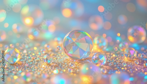 holographic pastel glow theme with pale yellow with opal shine, subtle radial shimmer, delicate glitter dust, wide seamless composition, romantic and soft