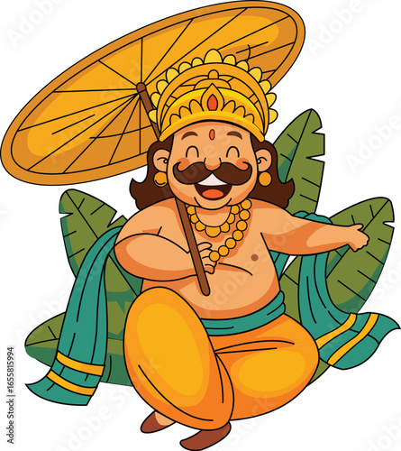 Cartoon Illustration of King Mahabali for Onam 