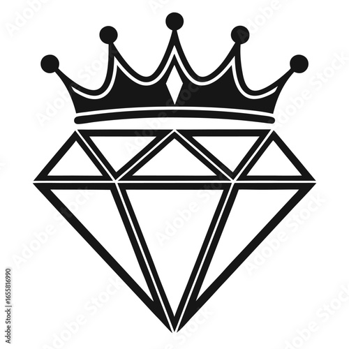 Diamond with crown on white background jewel precious