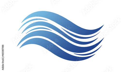 Wallpaper Mural Vector icon of waves in motion, abstract style, blue gradient tones. Torontodigital.ca