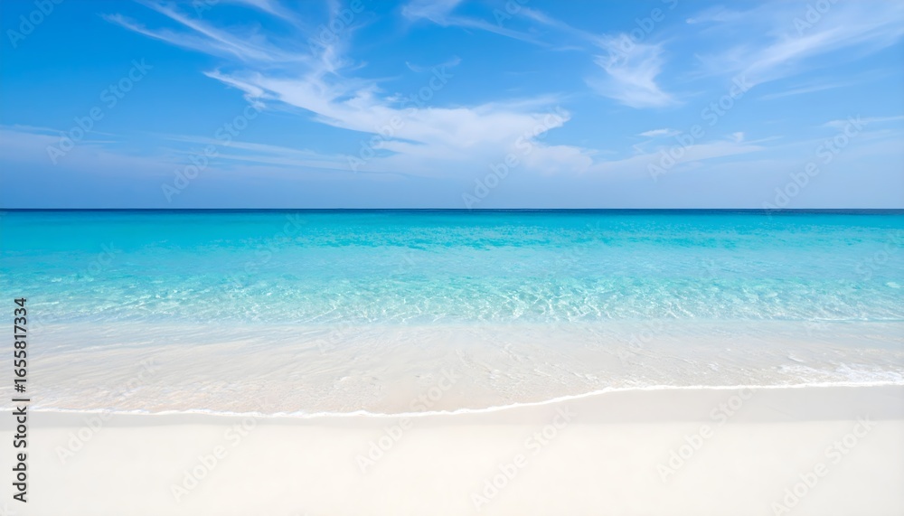 Fototapeta premium Minimal summer beach scene with clear turquoise water surface pattern
