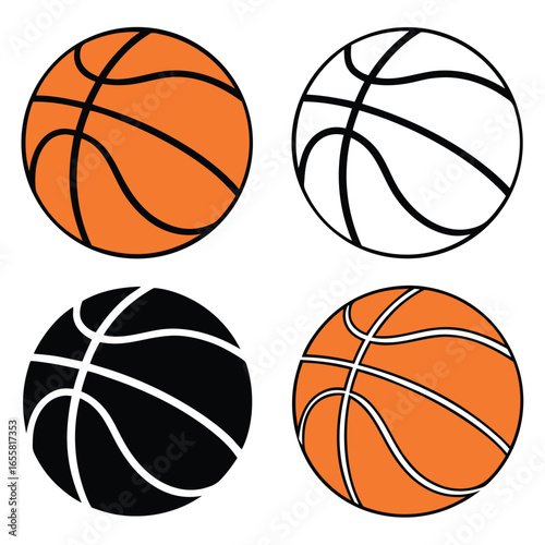 Four Basketballs Orange White And Black Designs sport sports