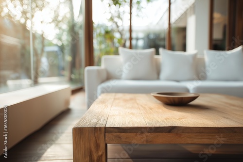 Wallpaper Mural Modern living room with sofa and wooden coffee table Torontodigital.ca