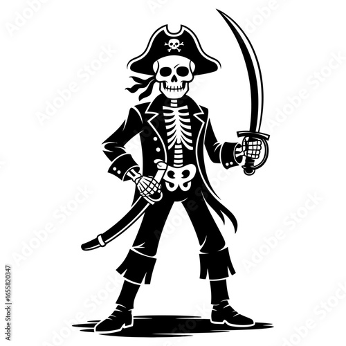 Halloween Skeleton pirate with a saber