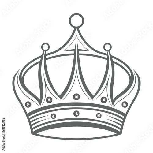 Stylized outline of a royal crown with ornate details and jewels king queen