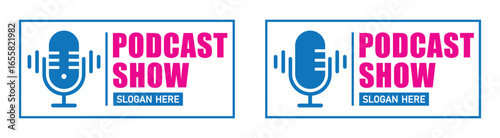 Podcast show logo icon, vector illustration