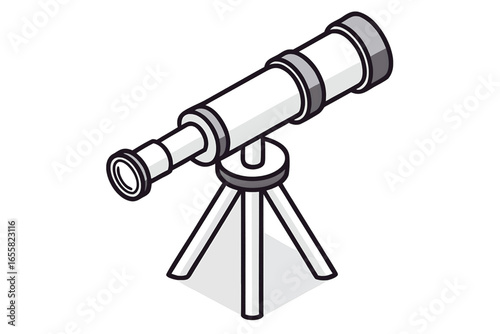 Isometric telescope on tripod icon with 3d perspective